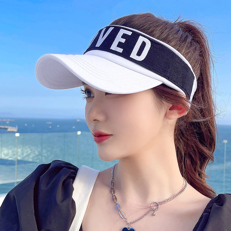 Korean Style Summer Sunlight Blocker Cap – Open Top Letter Design “LOVED”