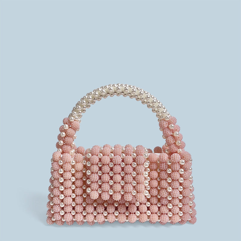 Pink Acrylic Beaded Handbag | حقيبة يد أكريليك خرزية وردية
