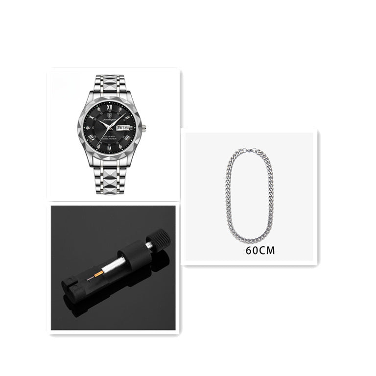 Men’s Slim Waterproof Business Quartz Watch with Double Calendar