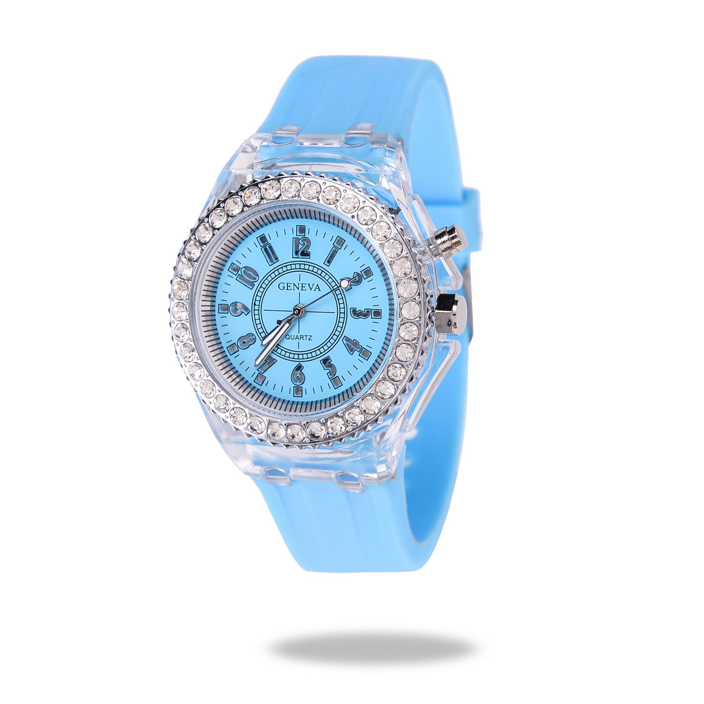 Trendy LED Luminous Geneva Silicone Quartz Watch for Women