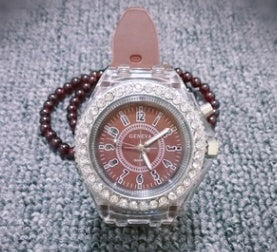 Trendy LED Luminous Geneva Silicone Quartz Watch for Women