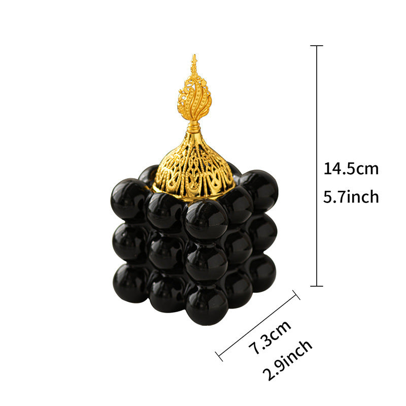 Ceramic Golden Rubik's Cube Incense Burner | مبخرة سيراميك مكعب ذهبي