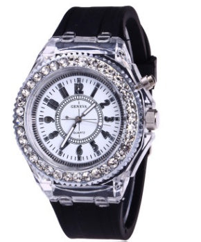 Trendy LED Luminous Geneva Silicone Quartz Watch for Women