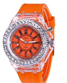 Trendy LED Luminous Geneva Silicone Quartz Watch for Women