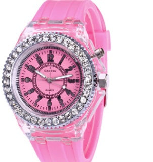 Trendy LED Luminous Geneva Silicone Quartz Watch for Women