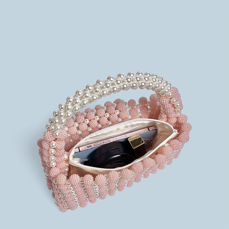 Pink Acrylic Beaded Handbag | حقيبة يد أكريليك خرزية وردية