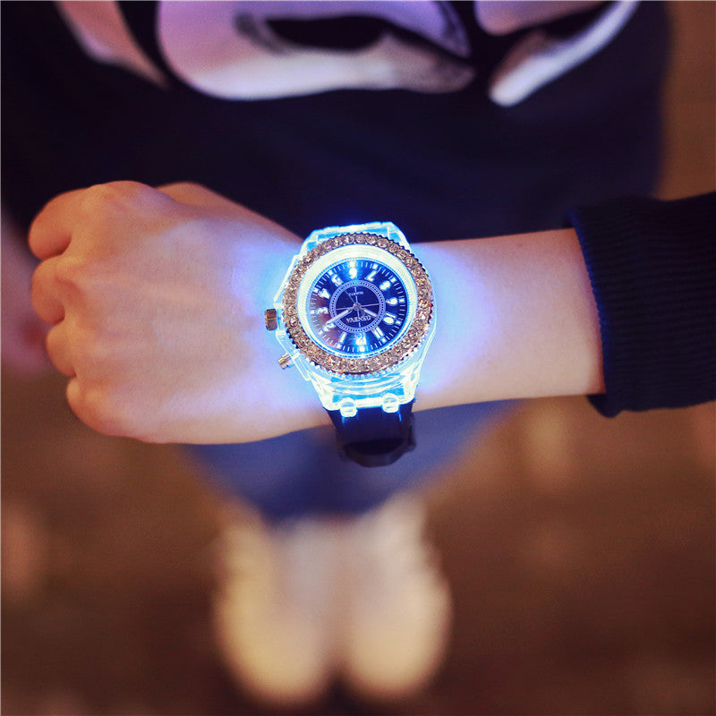 Trendy LED Luminous Geneva Silicone Quartz Watch for Women