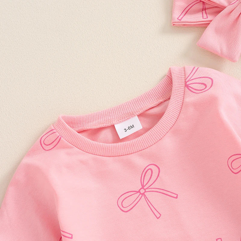 Cute Baby Girl Bowknot Romper – Long Sleeve Cotton One-Piece