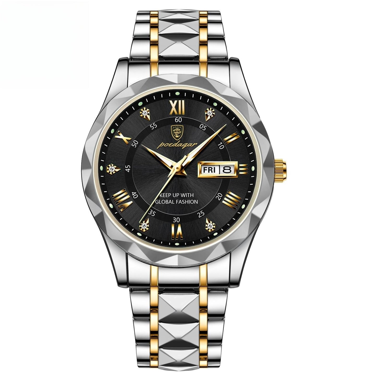 Men’s Slim Waterproof Business Quartz Watch with Double Calendar
