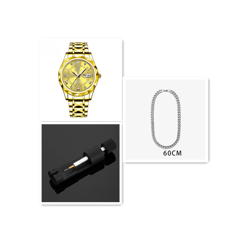 Men’s Slim Waterproof Business Quartz Watch with Double Calendar