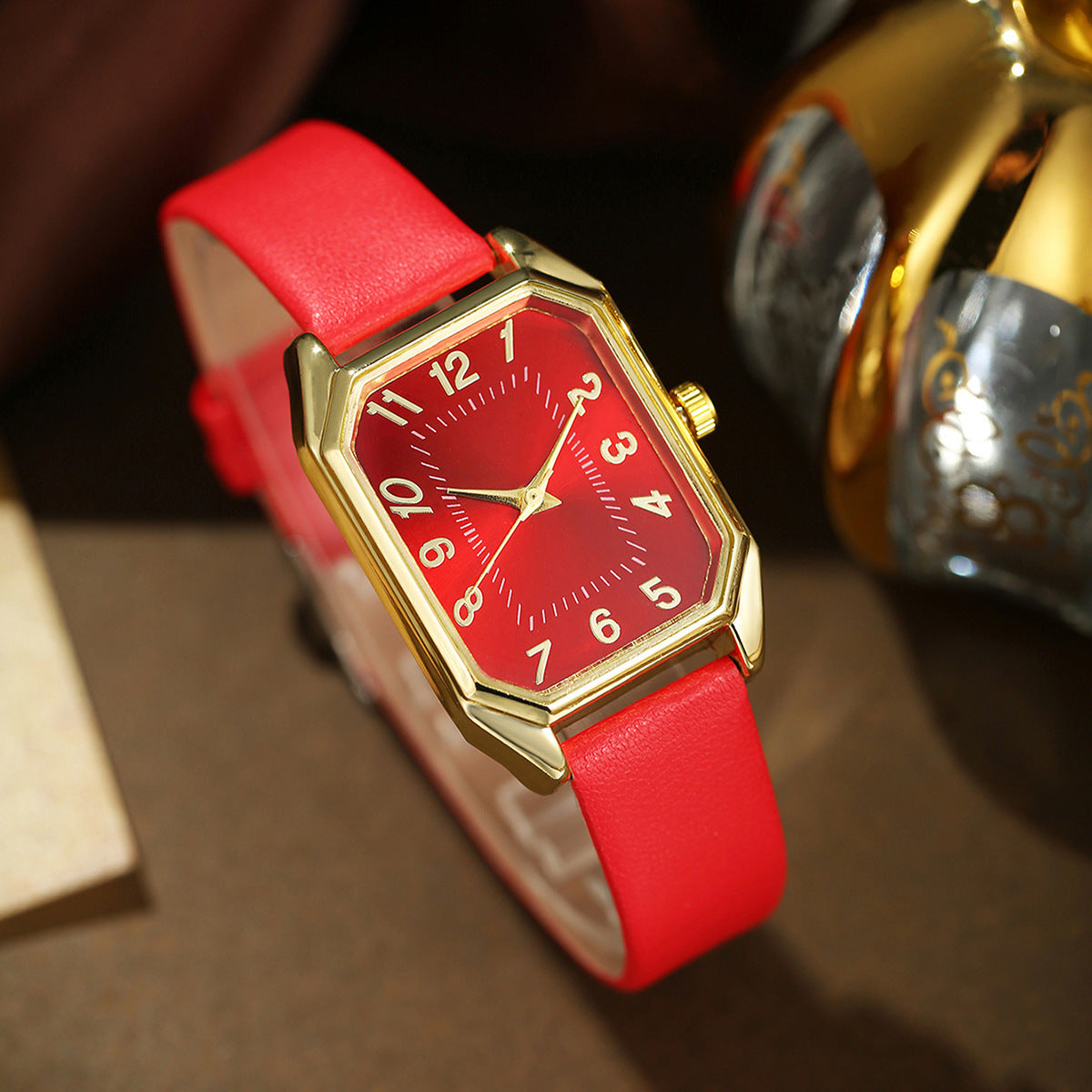 Luxury Women’s Leather Quartz Watch & Jewelry Gift Set