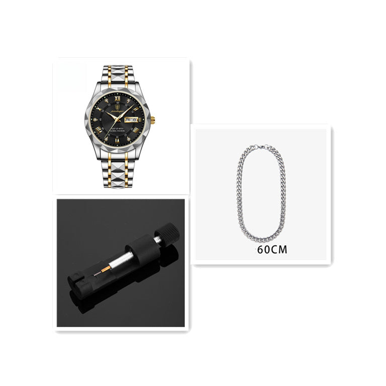 Men’s Slim Waterproof Business Quartz Watch with Double Calendar