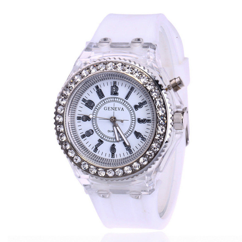 Trendy LED Luminous Geneva Silicone Quartz Watch for Women