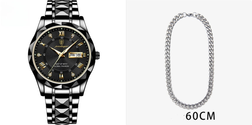 Men’s Slim Waterproof Business Quartz Watch with Double Calendar