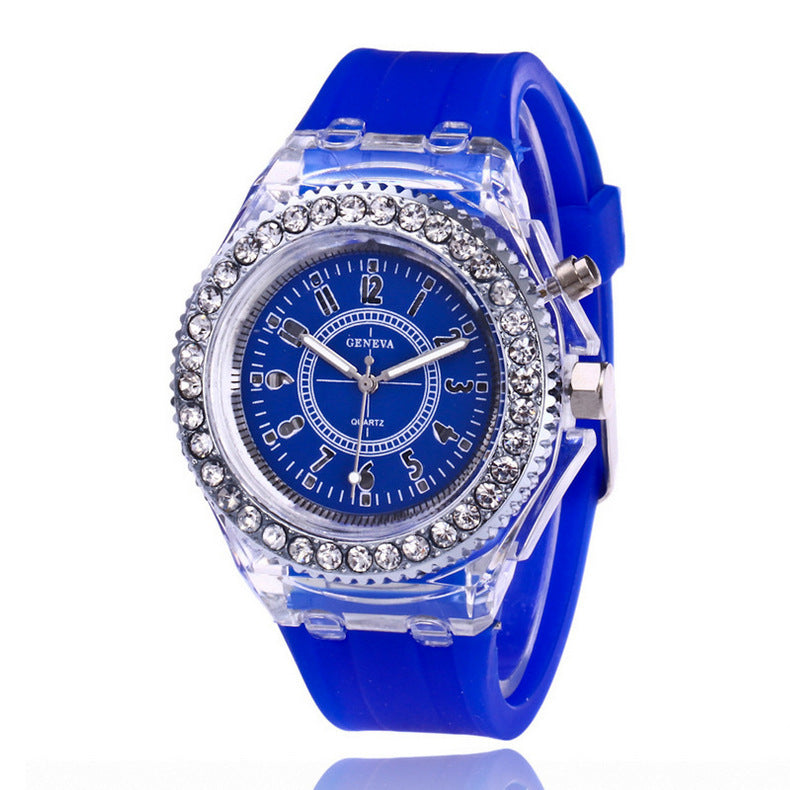Trendy LED Luminous Geneva Silicone Quartz Watch for Women