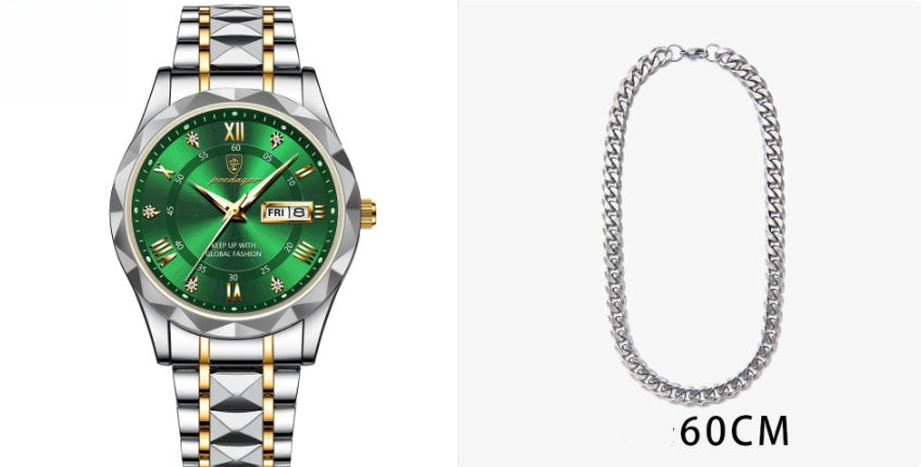 Men’s Slim Waterproof Business Quartz Watch with Double Calendar