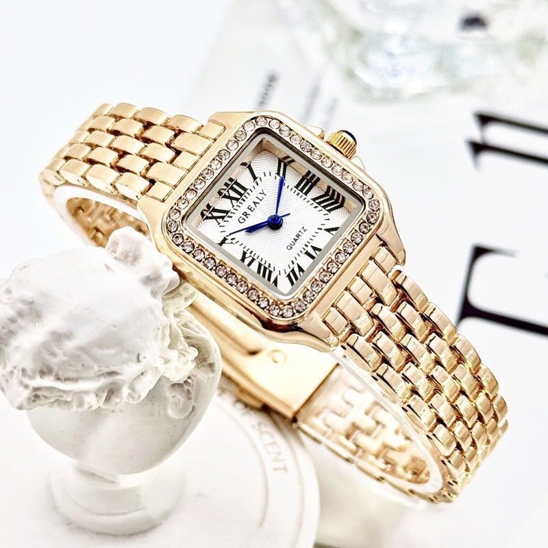 Vintage-Inspired Waterproof Women’s Watch with Diamond Detailing